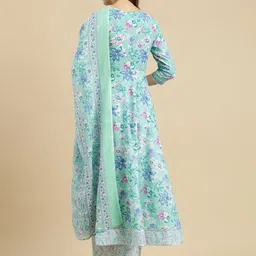 JANAKDULARI CREATION Floral Printed Regular Pure Cotton Kurta with Trouser & Dupatta image 5