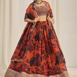 Fusionic Embellished Sequinned Semi-Stitched Lehenga & Unstitched Blouse With Dupatta image 5
