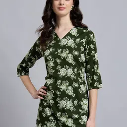 Anouk Rustic Floral Printed Round Neck Three-Quarter Sleeves Straight Kurti-image-86