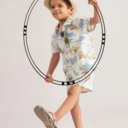 THE BABY TRUNK Boys Printed Shirt with Shorts-image-2