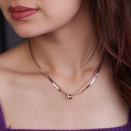 JKL Jewelry Rose Gold-Plated Stainless Steel Necklace-35