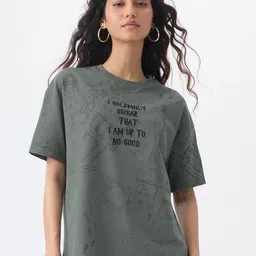 The Souled Store Typography Printed Pure Cotton Drop-Shoulder Sleeves T-shirt-picture-42