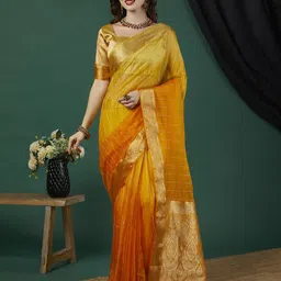 HI FI NX Striped Zari Organza Saree-image-18