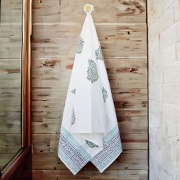 Texstylers Blue & White Printed Pure Cotton 300 GSM Bath Towel-13