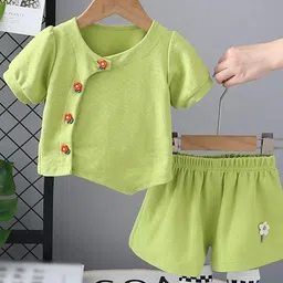 POP STREET KIDS Girls Floral Aplique Top with Shorts Clothing Set-picture-4