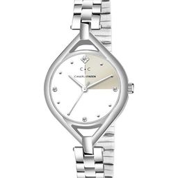 CHARLIEKEEN Women Brass Embellished Dial & Stainless Steel Straps Analogue Watch CC-LR002-WHT-CH-image-61