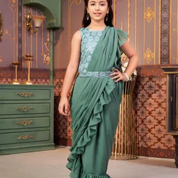 Sangria Girls Sequin Embroidered Lehenga Choli With Attached Dupatta-picture-14