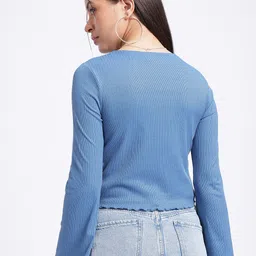 glitchez Twist & Flair Flared Sleeve Twisted Front-Open Top image 3