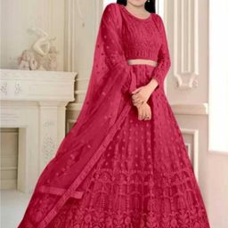 F Plus Fashion Girls Black Net Semi-Stitched Lehenga Choli-image-40