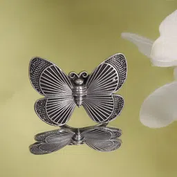 FIROZA Silver -Plated Papillon Charm Adjustable Finger Ring-image-29
