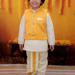 BownBee Boys Mandarin Collar Regular Straight Kurta with Dhoti Pants-34