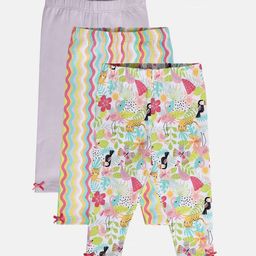MINI KLUB Girls Pack Of 3 Printed Ankle-Length Leggings-image-17