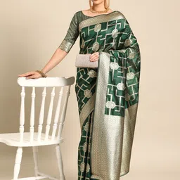 Mitera Ethnic Motifs Zari Organza Banarasi Saree-17