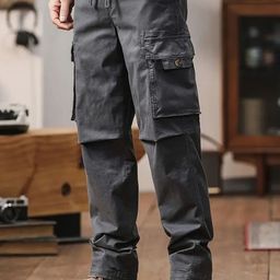 VOOTER Men Cotton Relaxed Fit Cargos Trousers-image-6