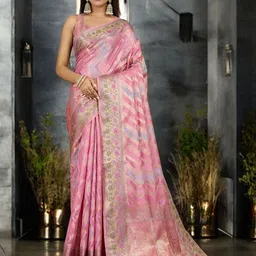 Blissta Leheriya Zari Organza Banarasi Saree-image-93