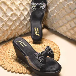 JM Looks Party Wedge Sandals with Bows-1
