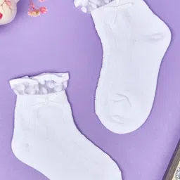 NESKA MODA Girls Set Of 2 Ankle Length Cotton Socks-40