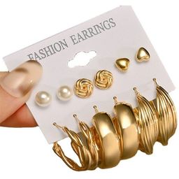 PolluxCraft Set Of 6 Gold-Plated Pearls Beaded Contemporary Studs-picture-30
