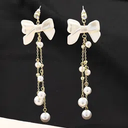 COOLWOOL Silver-Plated Stones Studded & Pearls Beaded Korean Quirky Drop earrings-45