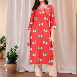 Anouk Rustic Women Printed V-Neck Straight Kurta-picture-48