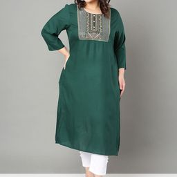 Sztori Women Embroidered Flared Sleeves Thread Work Kurta-image-94