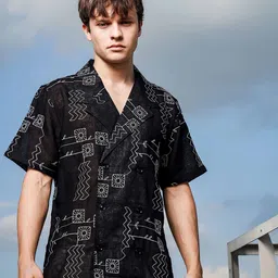 House of Koala Unisex Premium Solid Embroidered Cuban Collar Oversized Casual Shirt-image-80