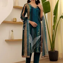 THE52 Women Floral Printed Regular Kurta with Trousers & With Dupatta-picture-19