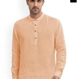 univibe Selection Of 2 Band Collar Rolled Up Sleeves Slim Fit Short Pure Cotton Kurtas-image-75