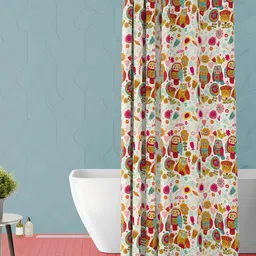 ArtzFolio White & Brown Printed Waterproof Shower Curtain-picture-10