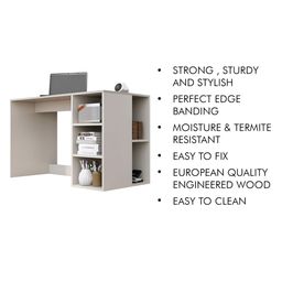HEXA RED White Engineered Wood Study Table For Work From Home Students & Computer Table image 3