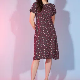 DressBerry Floral Print Fit & Flare Midi Dress-picture-55