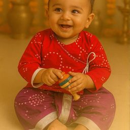 Mamma's Bear Boys Bandhani Printed Gotta Patti Kurta with Dhoti Pants Kurta Set-58