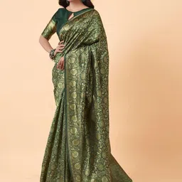 SHOP DROP Woven Design Zari Pure Silk Banarasi Saree-picture-58