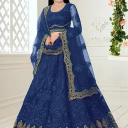 BAESD Girls Embroidered Semi-Stitched Lehenga & Unstitched Blouse With Dupatta-picture-11