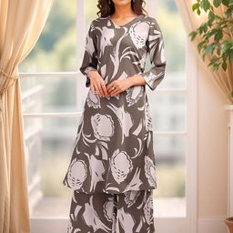 Banwaree Printed Pure Cotton Tunic & Palazzos Co-Ord Set-image-30