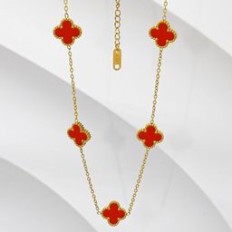 DIVASTRI Clover Stainless Steel Gold-Plated Floral Anti-Tarnish Pendants With Chains-image-96