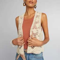 KIABI Women Crop Open Front Jacket with Embroidered-5