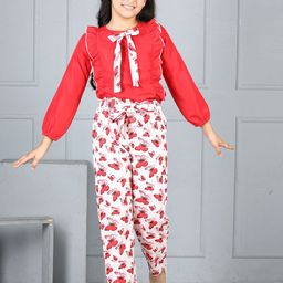 Cutiekins Girls Round Neck Top with Trousers Clothing Set-image-20