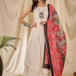 InWeave Women Empire Kurta with Palazzos & With Dupatta-picture-3