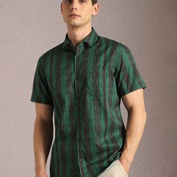 Louis Philippe Sport Men Slim Fit Tartan Checks Striped Casual Shirt-image-62