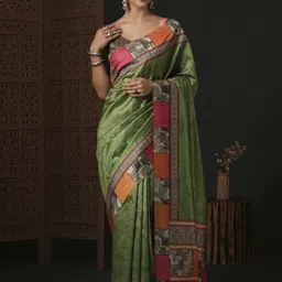 Mitera Ethnic Motifs Silk Blend Dabu Saree-picture-23