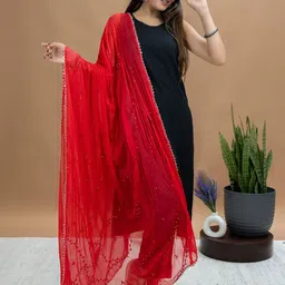 HELLA FASHIONS Floral Embroidered Sequinned Dupatta-47