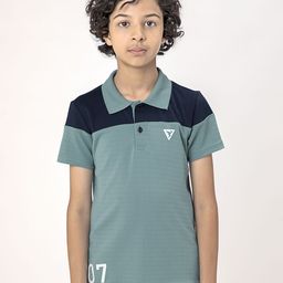 Technosport Boys Colourblocked Polo Collar UPF50 Slim Fit T-shirt-image-9