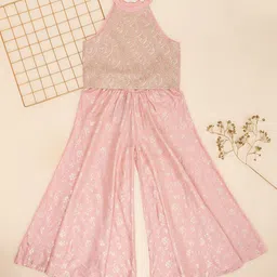 AKKRITI BY PANTALOONS Embellished Halter Neck Sleeveless Top With Palazzo-image-57