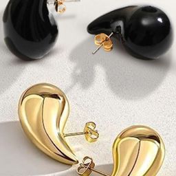 FIMBUL Set Of 2 Rhodium-Plated Teardrop Shaped Studs-picture-8