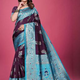 VS MALL Lavender Art Silk Sarees-image-56
