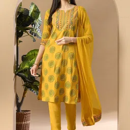 LYCHNIS Ethnic Motifs Printed Kurta with Trousers & Dupatta-26