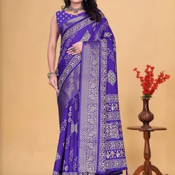 j 6 designer Elegant Kingfisher Royal Blue Bandhani Print Saree with Rich Woven Border-picture-31