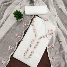 Rangtulika Ethnics Floral Embroidered Chanderi Cotton Unstitched Dress Material-image-113