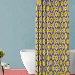 ArtzFolio Yellow & Black Geometric Printed Waterproof Shower Curtain-11